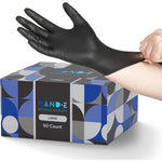 Hand-E Touch Black Nitrile Disposable Gloves front view packaging