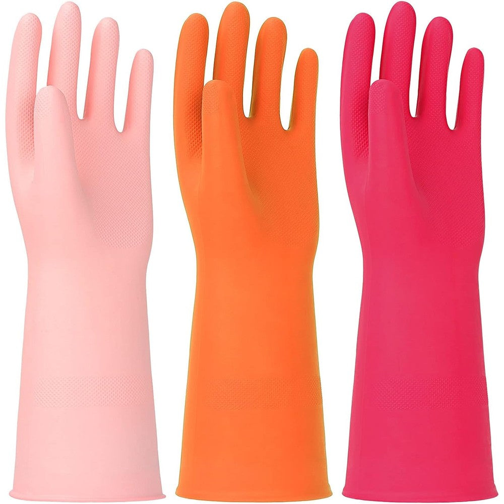 HINSOCHA 3 Pairs Latex Free Nitrile Cleaning Gloves front view for dishwashing.
