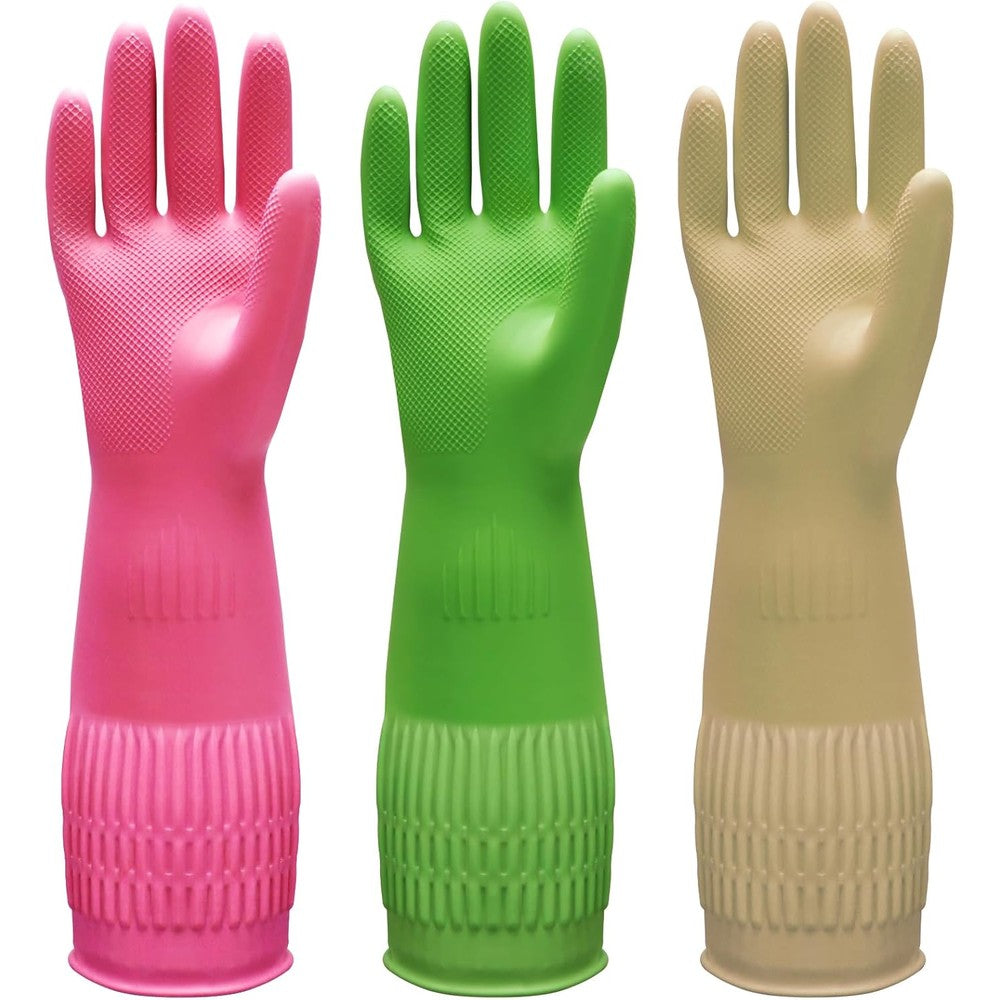 Bamllum rubber dishwashing gloves front view for household cleaning.