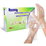 Generalcare disposable plastic gloves 100 pack front view for food handling