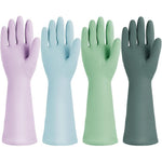 Jsocoah 4 pairs rubber kitchen dishwashing gloves front view with anti-slip texture.