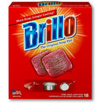 Brillo Steel Wool Soap Pads 18 count box front view for heavy duty cleaning
