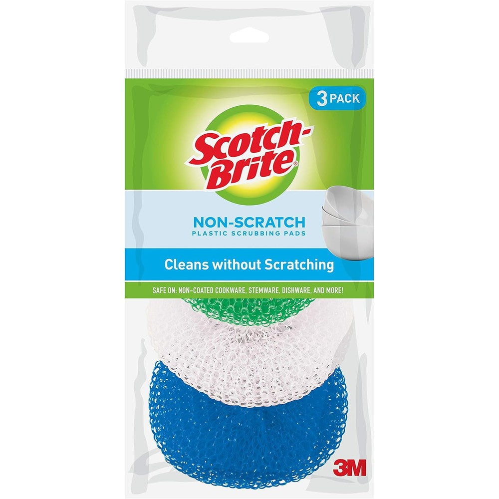 Scotch-Brite Non-Scratch Plastic Scrubbing Pads front view 3 pack