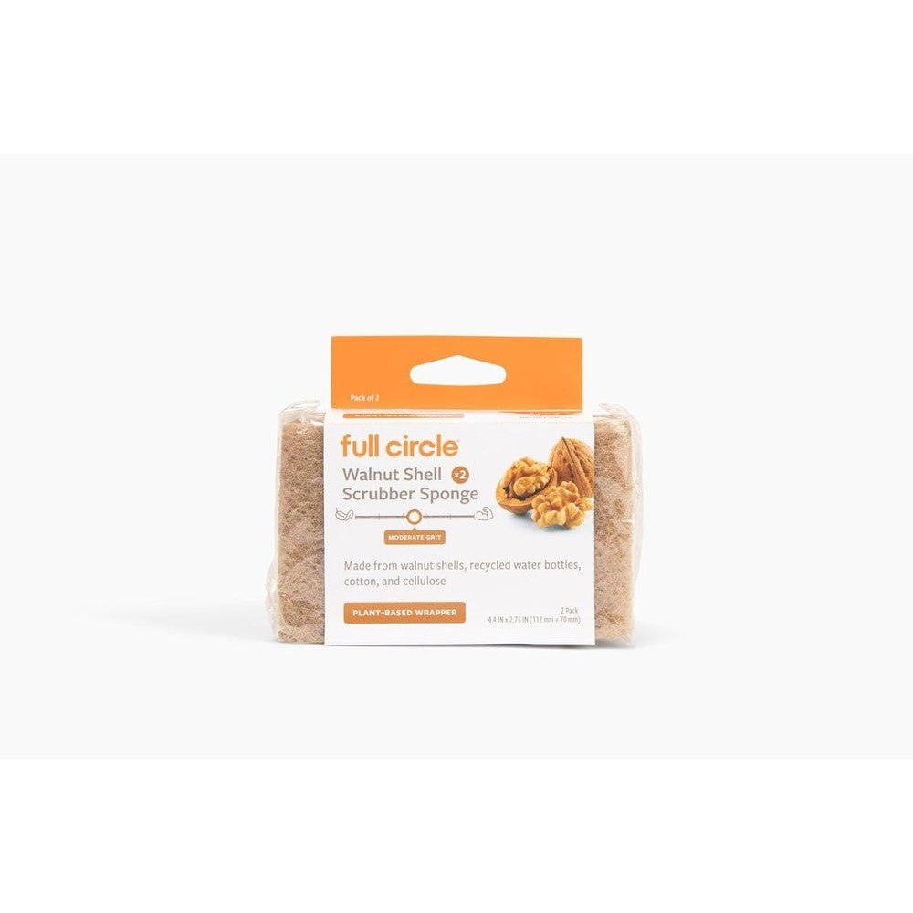 Full Circle Walnut Scrubber Sponges front view eco-friendly kitchen cleaners