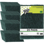 3M Scotch-Brite 96-20 scouring pad front view for commercial kitchen cleaning.