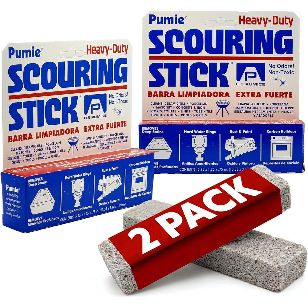 Pumie Scouring Stick 2 Pack front view heavy duty toilet bowl ring remover
