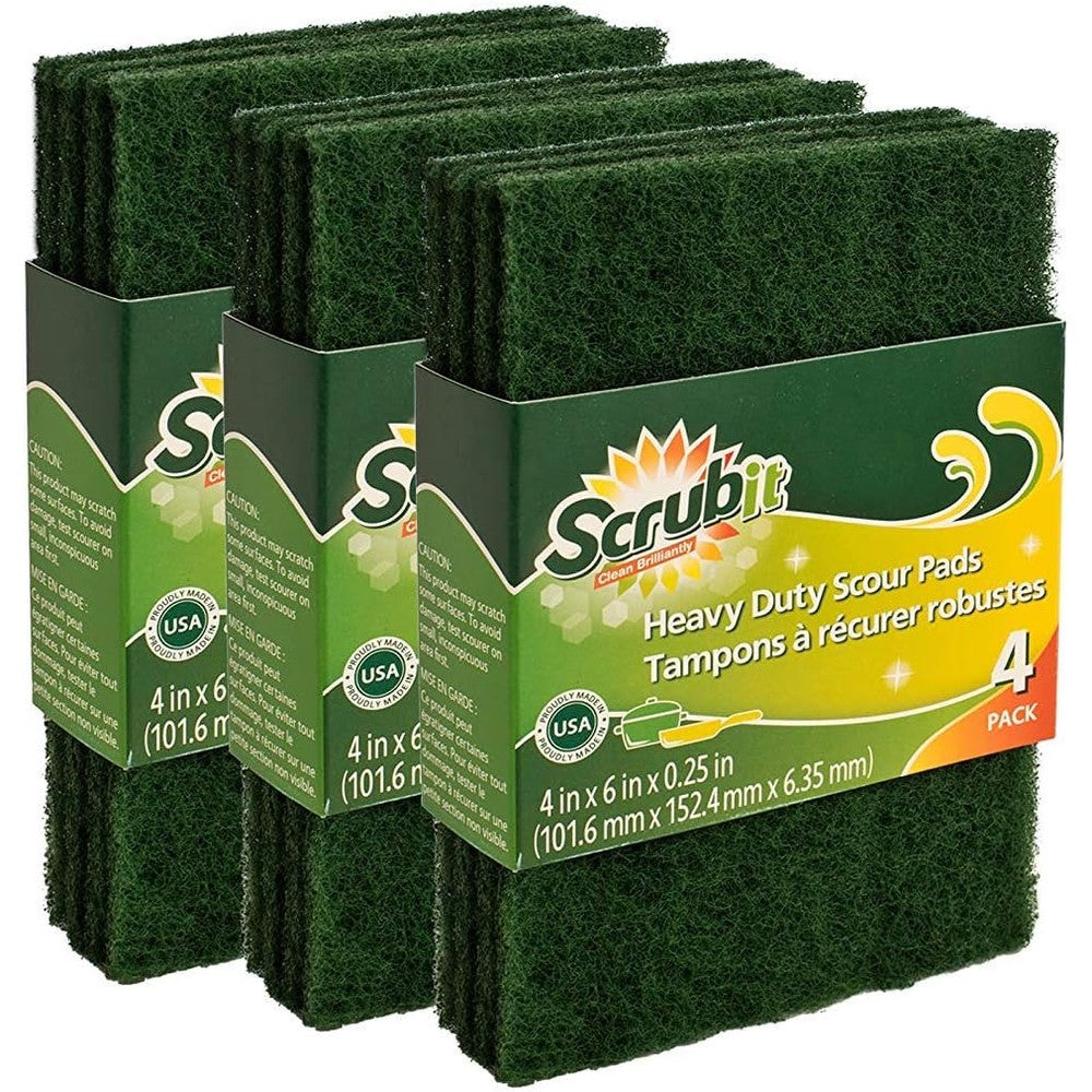 Scrubit heavy duty scouring pads 12 pack front view household cleaning.