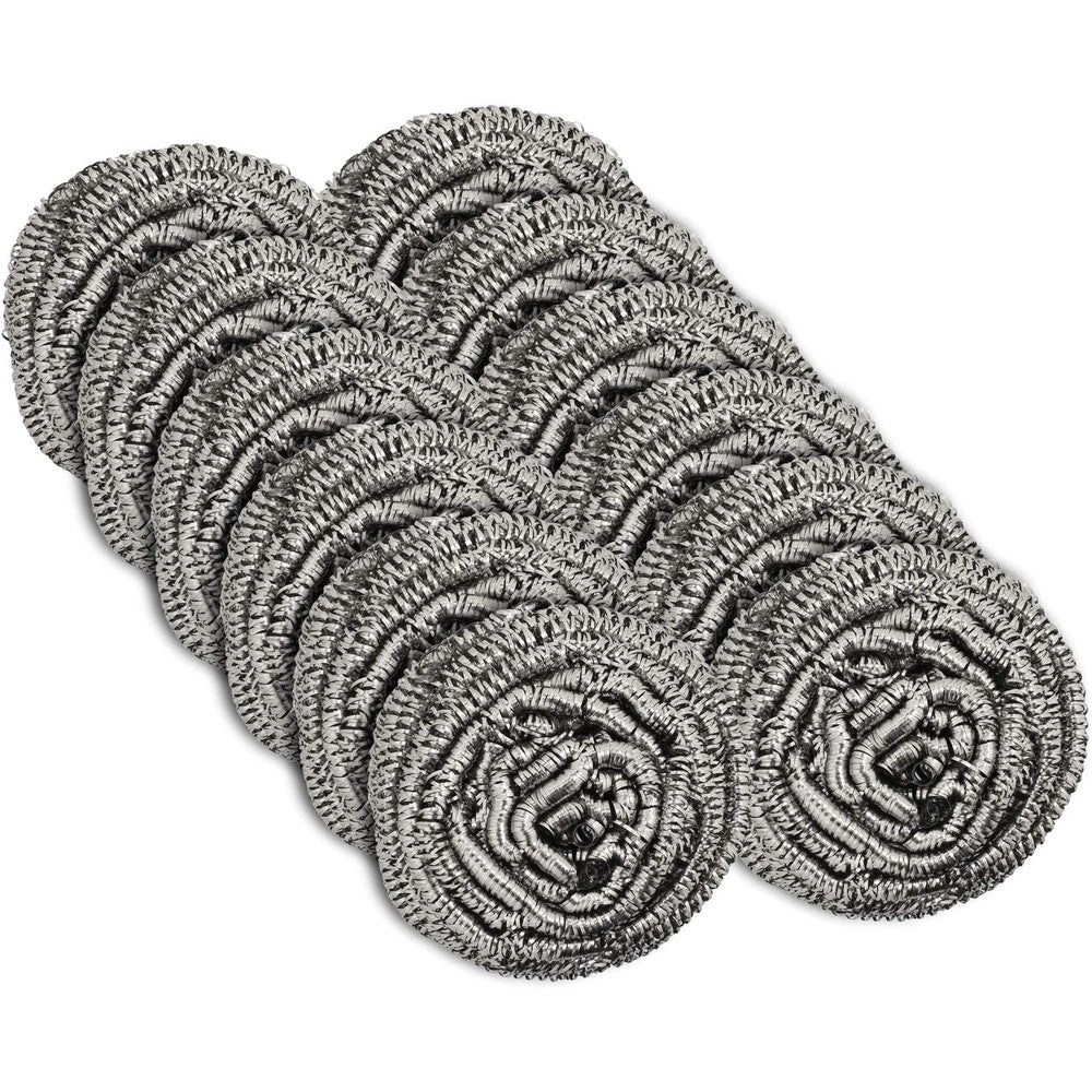 Scrub It stainless steel scourers 12 pack front view heavy duty scrubbers.