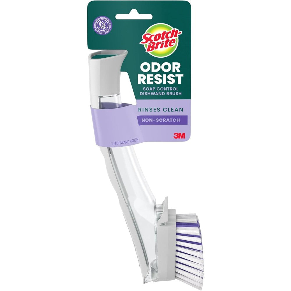 Scotch-Brite Odor Resist Soap Control Dishwand Brush front view for kitchen cleaning.