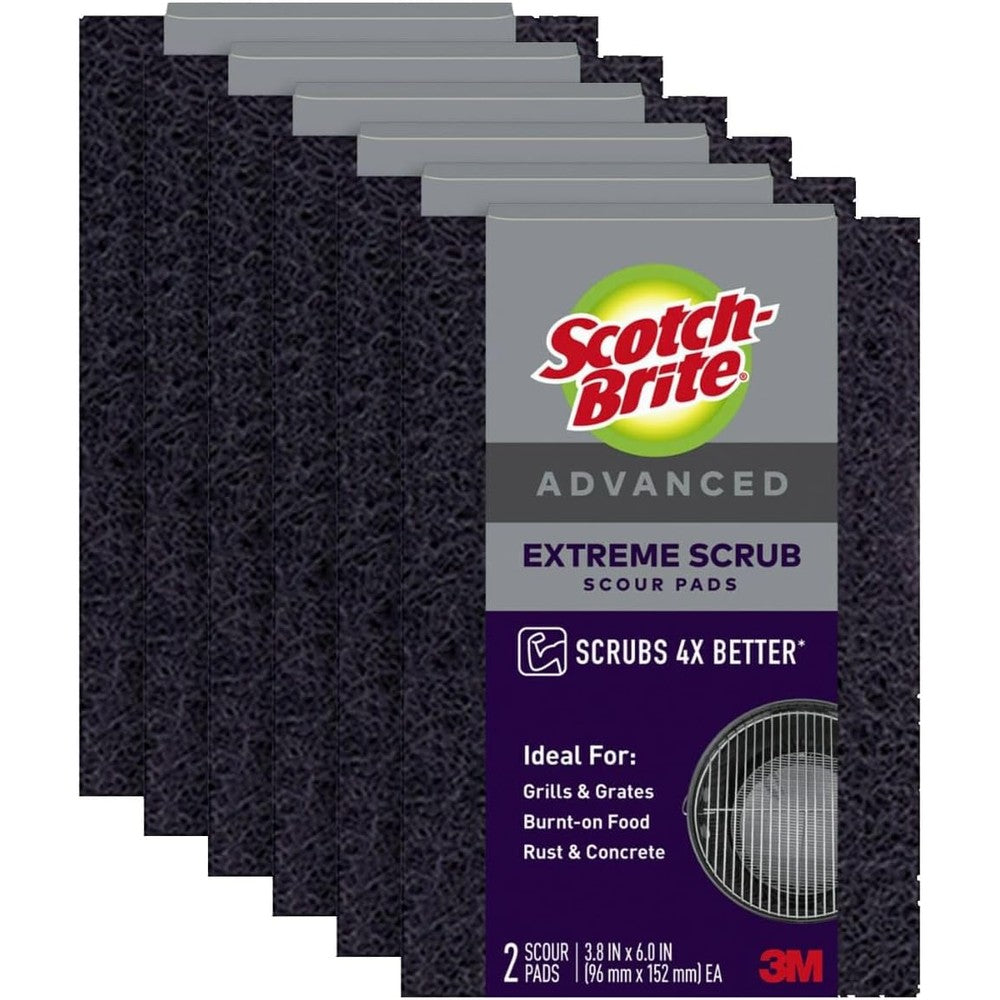 Scotch-Brite Advanced Extreme Scrub Scour Pad front view heavy duty cleaning tool.
