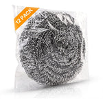 Ovwo Upgraded Steel Wool Scrubbers 12 Pack front view heavy duty cleaning