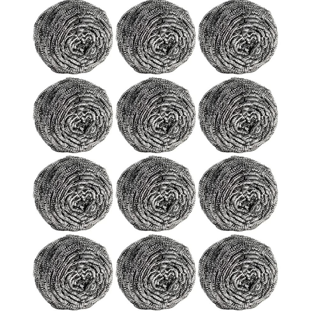 Carrie Joe 12Pcs Steel Wool Scrubber Pads front view for kitchen cleaning.