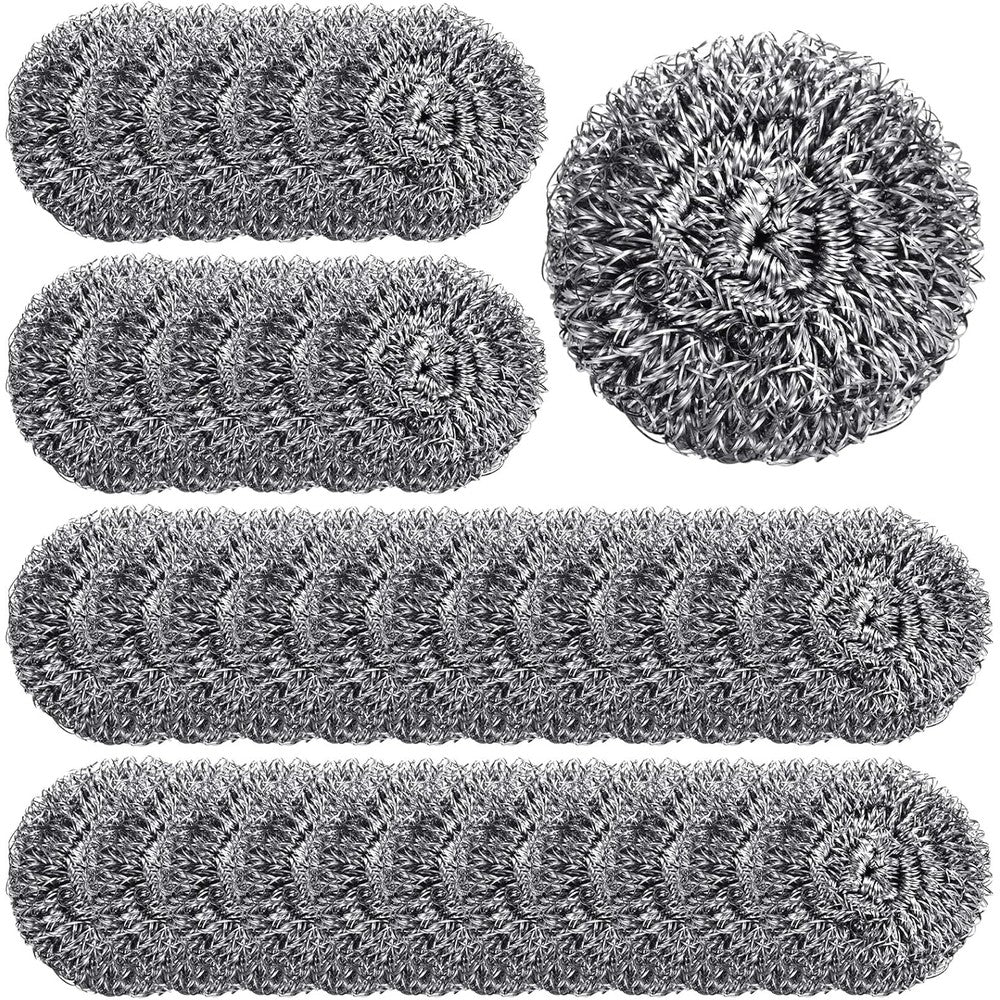 Yinkin 100 pieces stainless steel scrubber bulk pack front view for kitchen cleaning