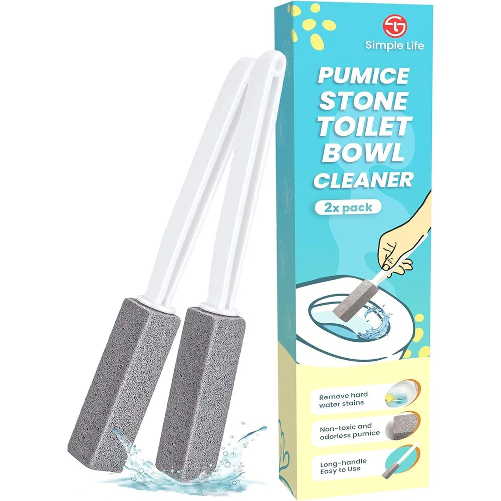 Simple Life Pumice Stone Toilet Bowl Cleaner 2 pack front view for hard water removal.