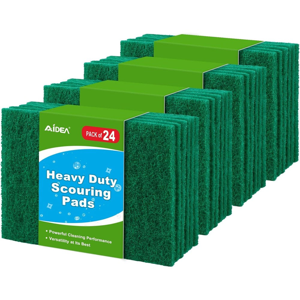 AIDEA heavy duty scouring pads front view twenty four pack bundle