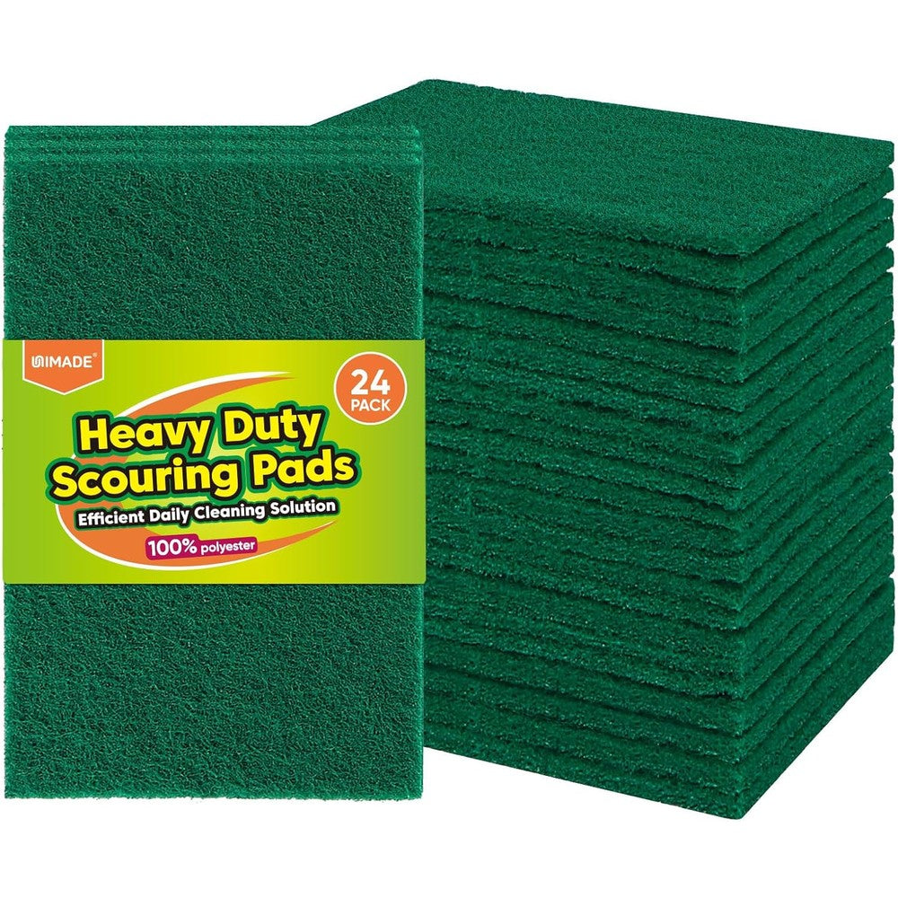 UNIMADE Heavy Duty Scouring Pads 24 pack front view for kitchen cleaning.
