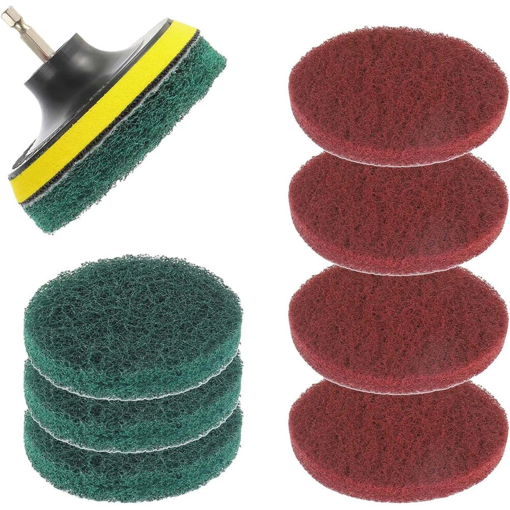 EPLZON 4 inch drill scrub brush set showing the complete 10 piece household cleaning kit.