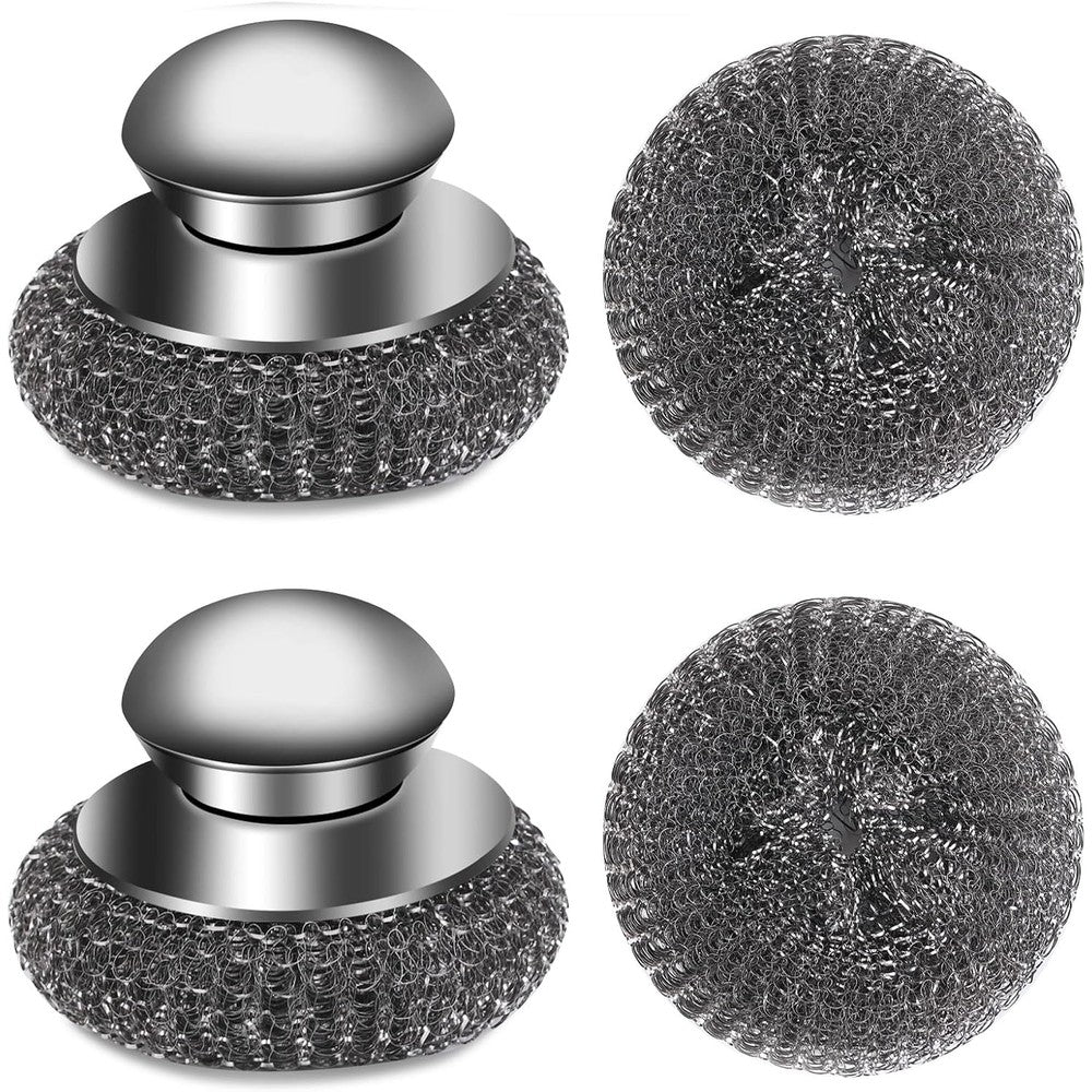 VinYankee 4 piece steel wool scrubber set with handle front view