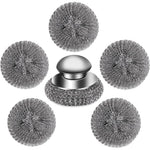 VinYankee 6 Piece Steel Wool Scrubber set front view for kitchen cleaning.