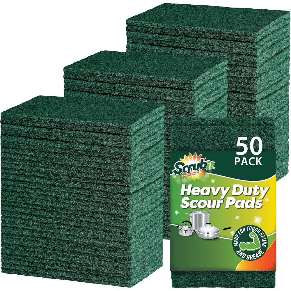 SCRUBIT Scouring Pads 50 pack front view for heavy duty kitchen cleaning