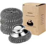 Hamgtrion Steel Wool Scrubber 4-pack front view with ergonomic blue handle.