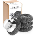 Fiwimtu stainless steel wool scrubber set front view kitchen cleaning tools
