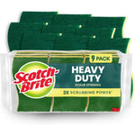 Scotch-Brite Heavy Duty Scrub Sponge 9 pack front view for professional kitchen cleaning.