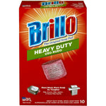 Brillo Heavy Duty Steel Wool Soap Pads front view 10 count pack grease fighter