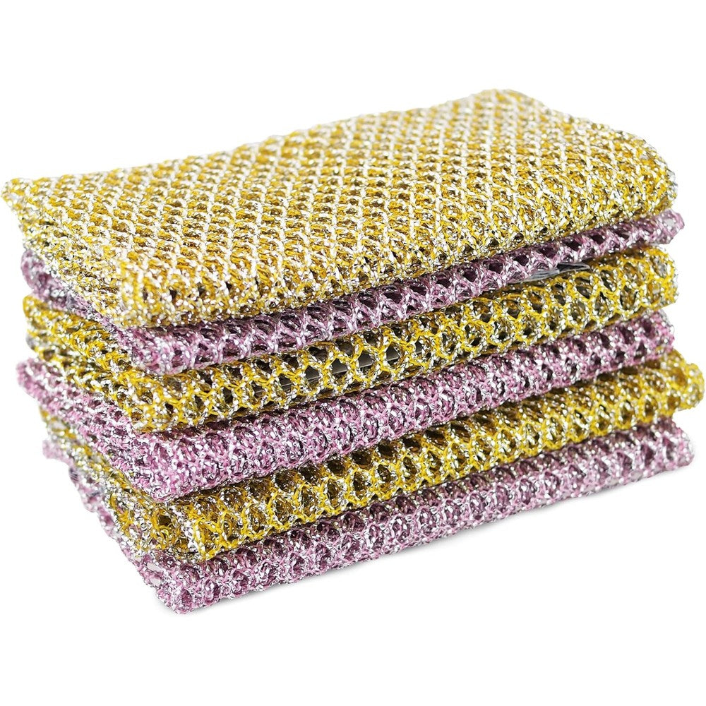 The Crown Choice heavy duty non-scratch dish scrubbers 6 pack front view.