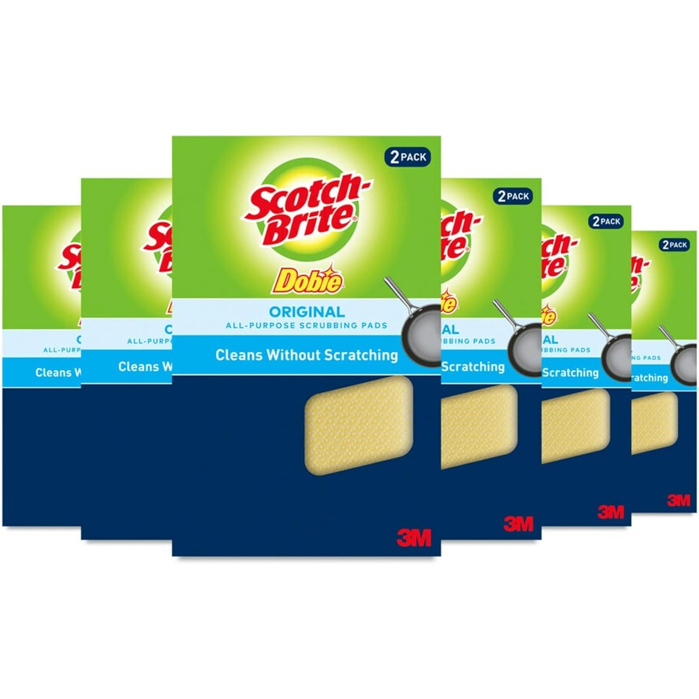 Scotch-Brite Dobie Pads front view of 12 count packaging for kitchen cleaning