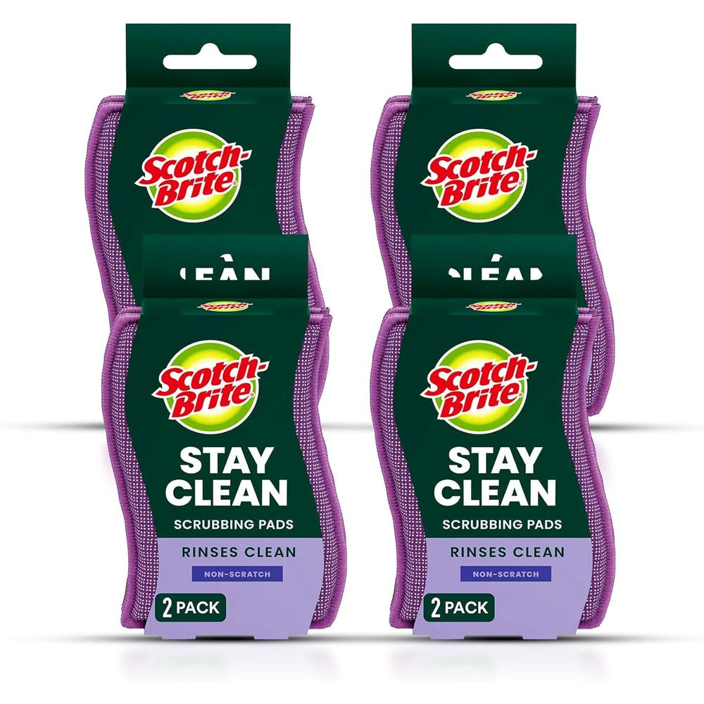 3M Scotch-Brite Dobie Stay Clean Scrubbers front view 8 pack for kitchen cleaning.
