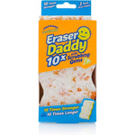Scrub Daddy Eraser Daddy 10x front view of dual sided cleaning sponge pack.
