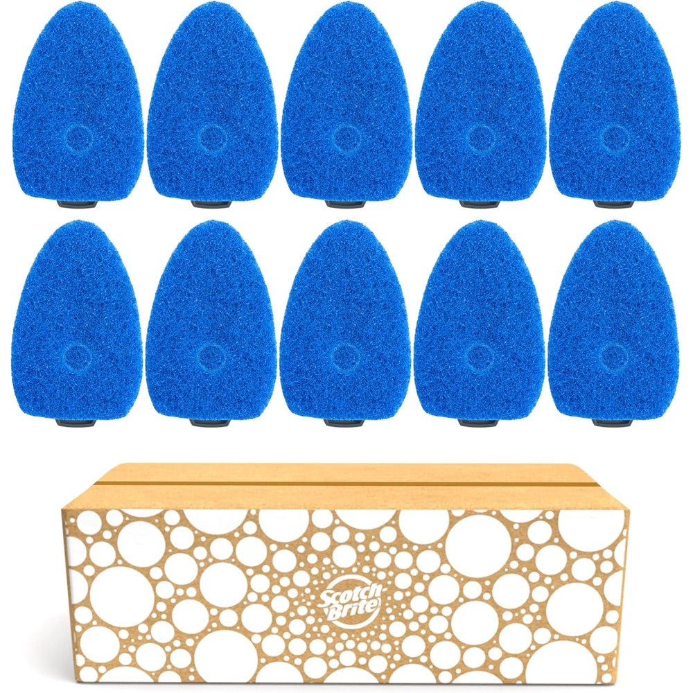 Scotch-Brite Non-Scratch Dishwand Refills front view of 10 pack packaging showcasing blue replacement sponges for kitchen cleaning.