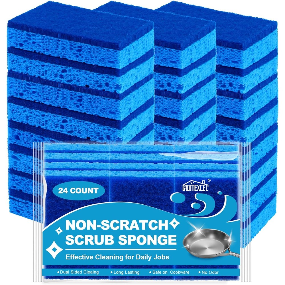 Homexcel non scratch kitchen scrub sponges twenty four count front view package