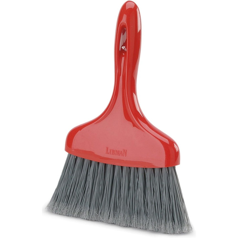 Libman Commercial 907 Whisk Broom front view showing red handle and black split-tip bristles for high-performance cleaning.