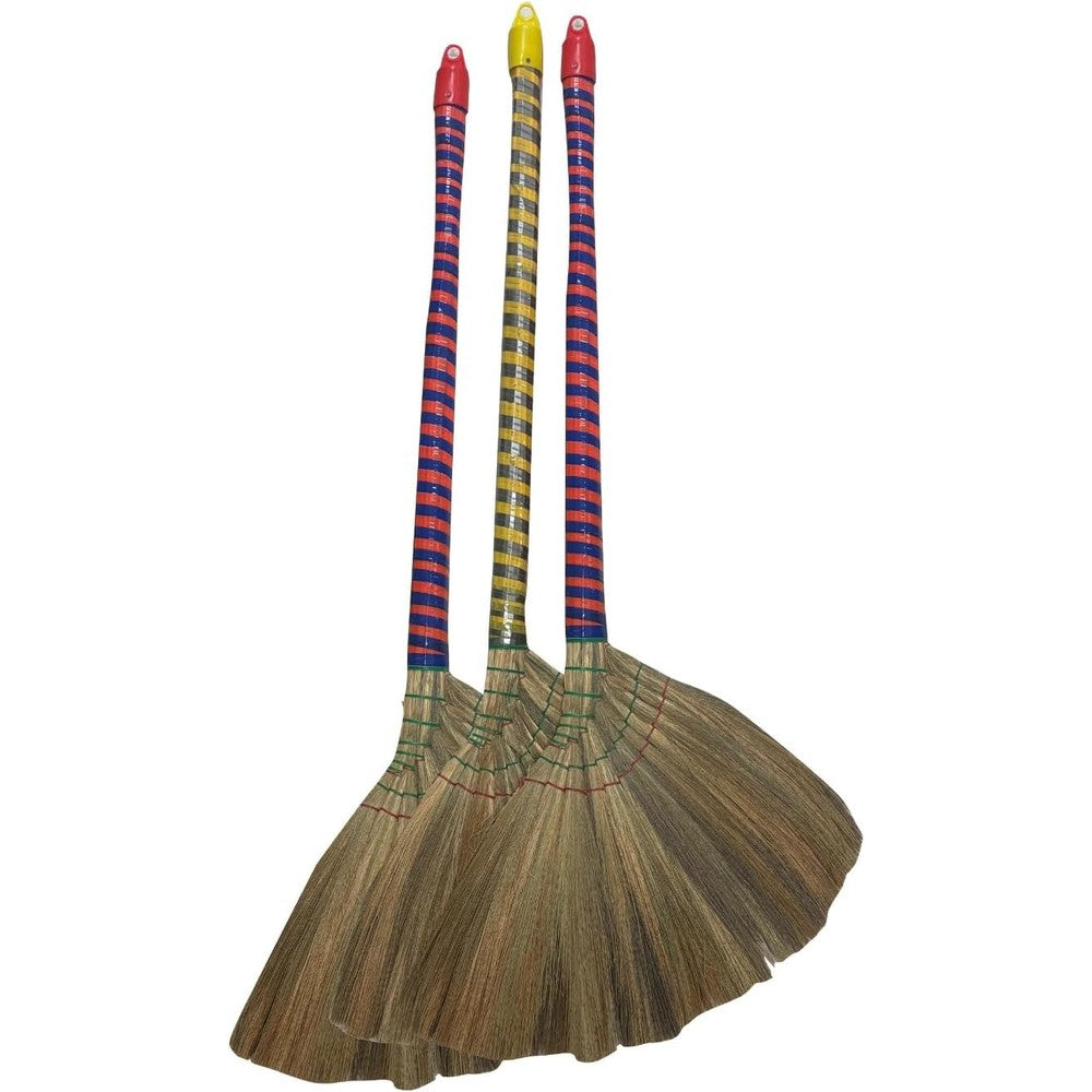 Caravelle Vietnam Hand Made Straw Soft Broom front view showing natural grass bristles.