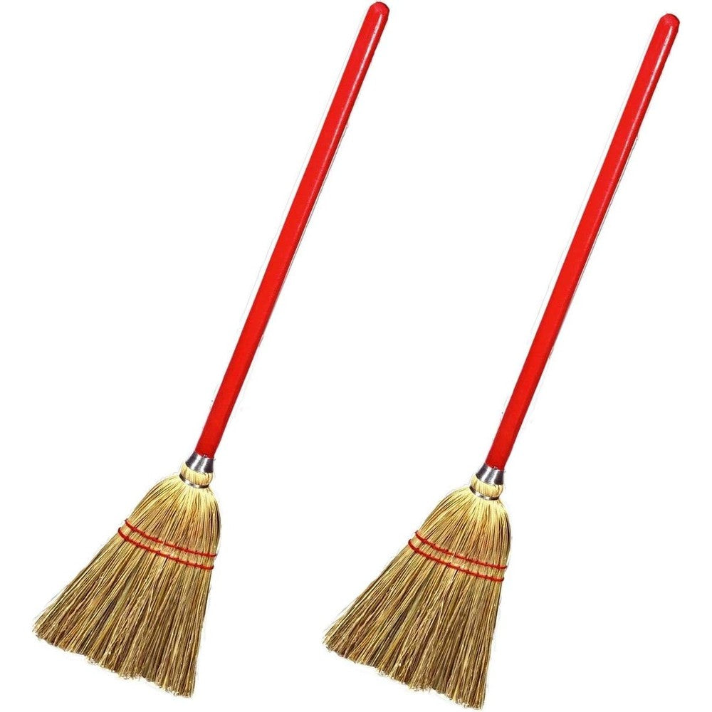 Rocky Mountain Goods Small Broom for Kids and Toddlers front view authentic natural corn bristle broom.