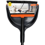 TreeLen Angle Broom and Dustpan Set front view in vibrant orange.