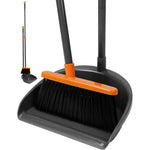 REEWII long handle broom and dustpan combo front view for floor cleaning