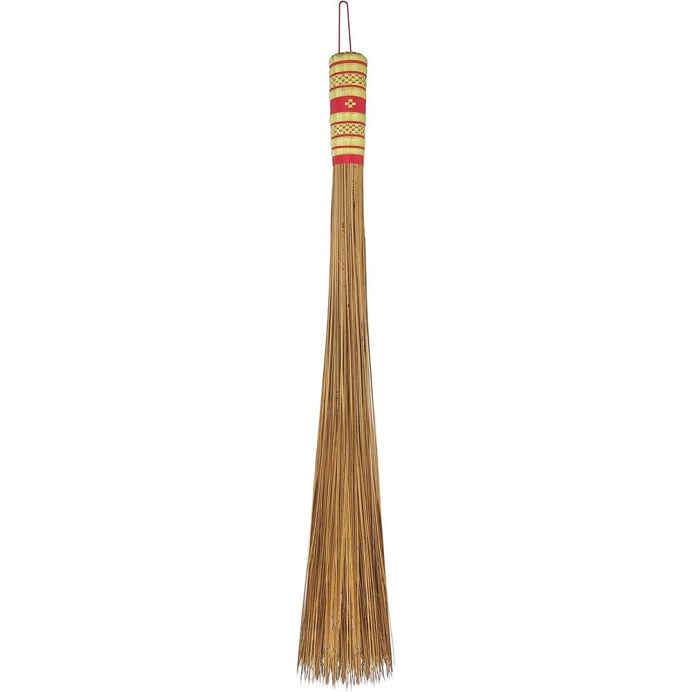 AW BROOMS 32 inch coconut leaf broom front view for outdoor cleaning.