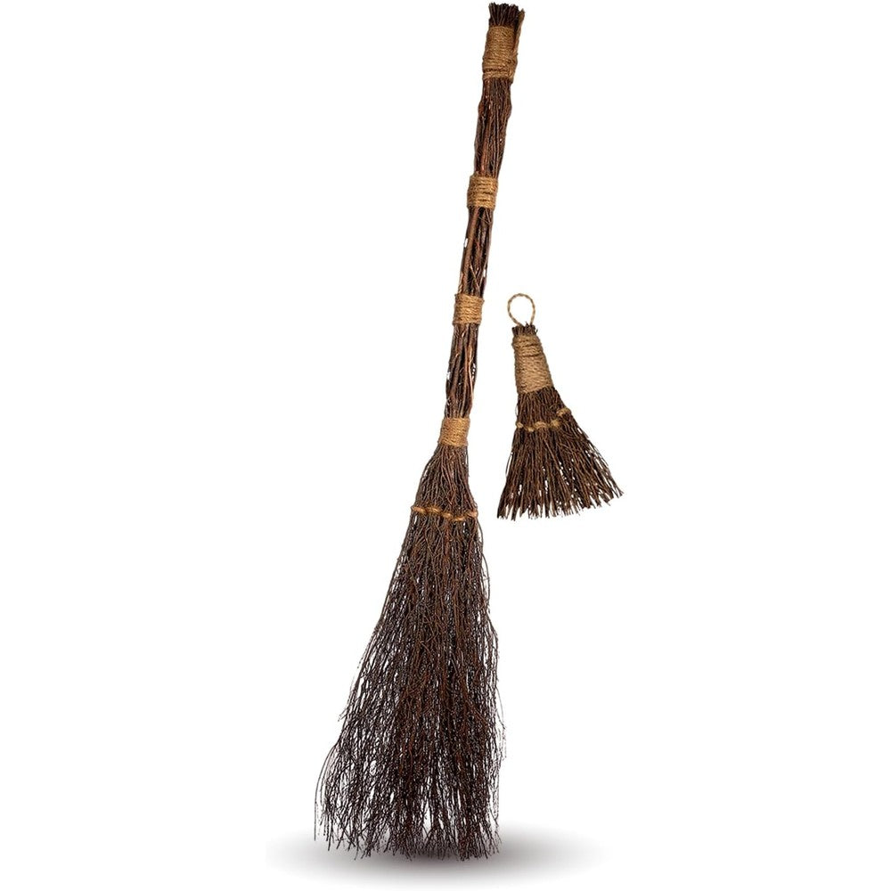 Nautical Crush Trading Cinnamon Scented Broom Combo front view showing large and mini sizes.