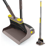 JEHONN broom and dustpan set front view showing long handle and yellow accents