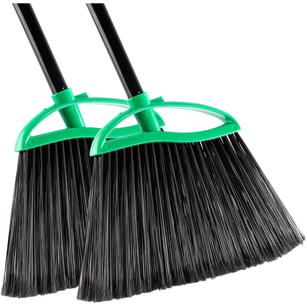 HileSwan Heavy Duty Angle Broom 2 pack front view for commercial floor cleaning.