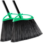 HileSwan Heavy Duty Angle Broom 2 pack front view for commercial floor cleaning.