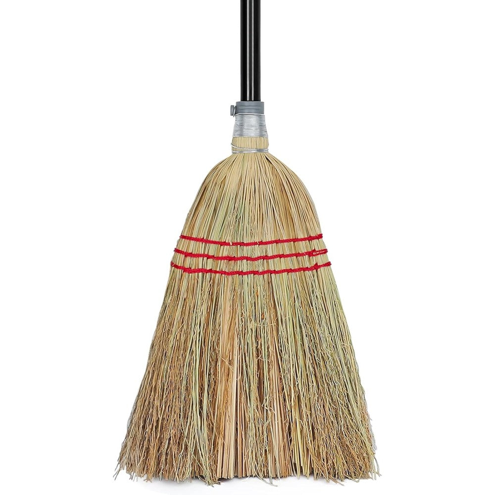 TrueYee Outdoor Corn Broom front view for heavy duty yard cleaning.