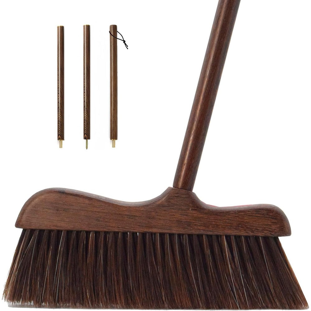 NBGYTECH Wood Broom front view with long rosewood handle.