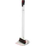 OXO Good Grips Upright Sweep Set front view showing white and orange broom and dustpan.