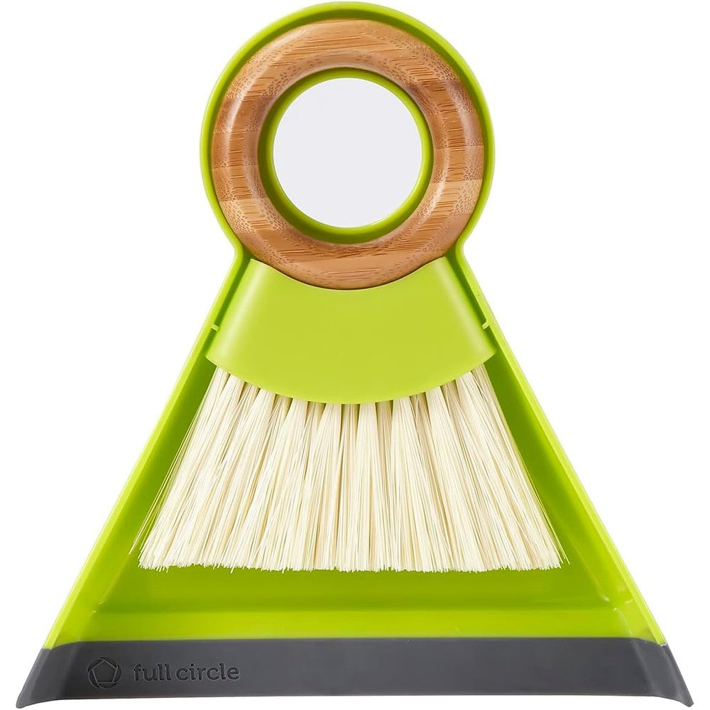 Full Circle Tiny Team Mini Brush and Dustpan Set front view green cleaning tool