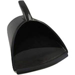 Handy Pan heavy duty black dustpan front view showing large capacity opening.