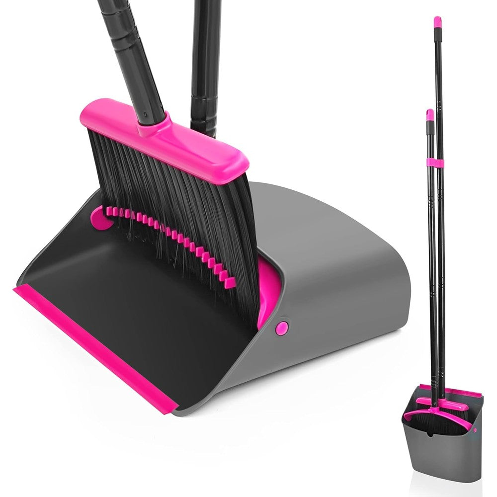 JEHONN broom and dustpan combo set front view rose red